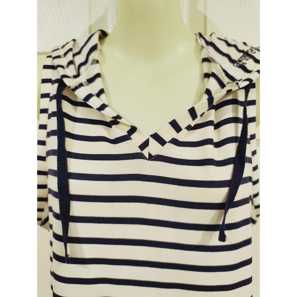 Disney x Junk Food Womens Mickey Mouse Stripe Hooded Sleeveless Dress Blue White - Picture 2 of 11